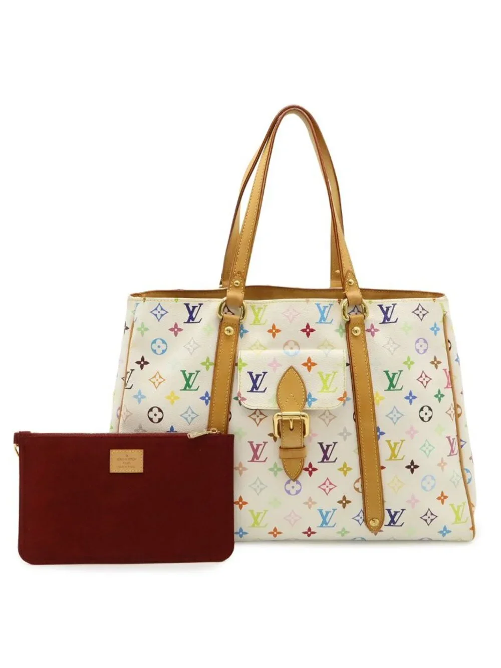 Louis Vuitton Monogram Multicolor Aurelia GM Tote Shoulder Bag Blanc White